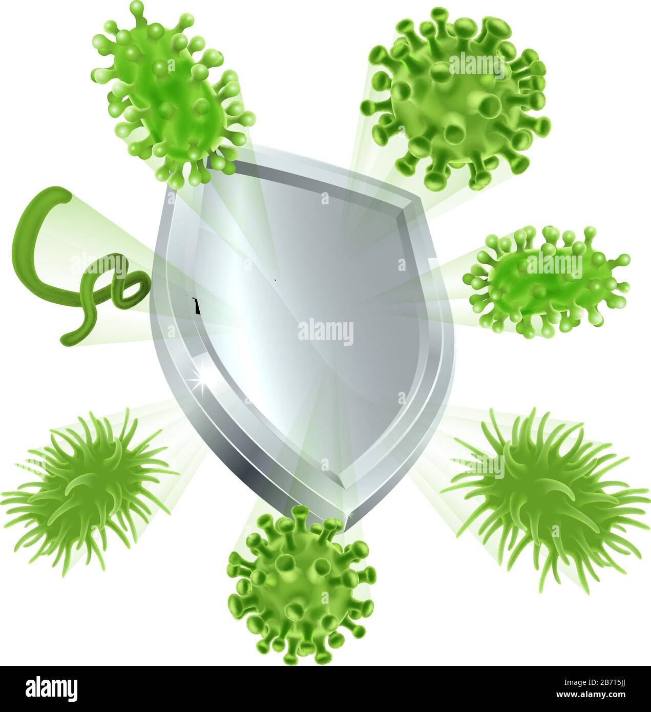 Bacteria Virus Shield Cells Medical Concept Stock Vector