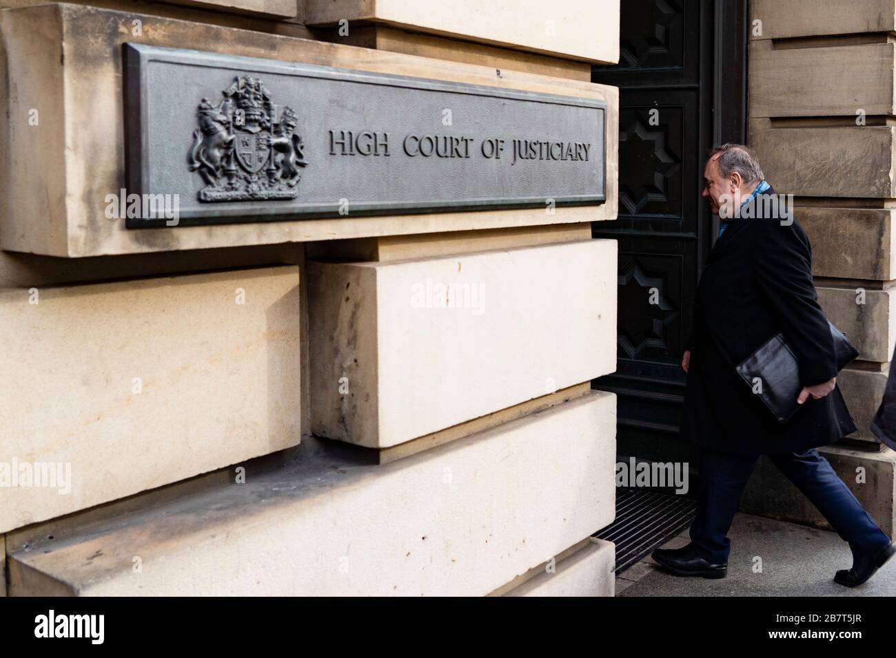 Edinburgh, Scotland, UK. 18 March, 2020.  Alex Salmond arrives at High Court in Edinburgh on the eighth day of his trial.  Iain Masterton/Alamy Live News Stock Photo