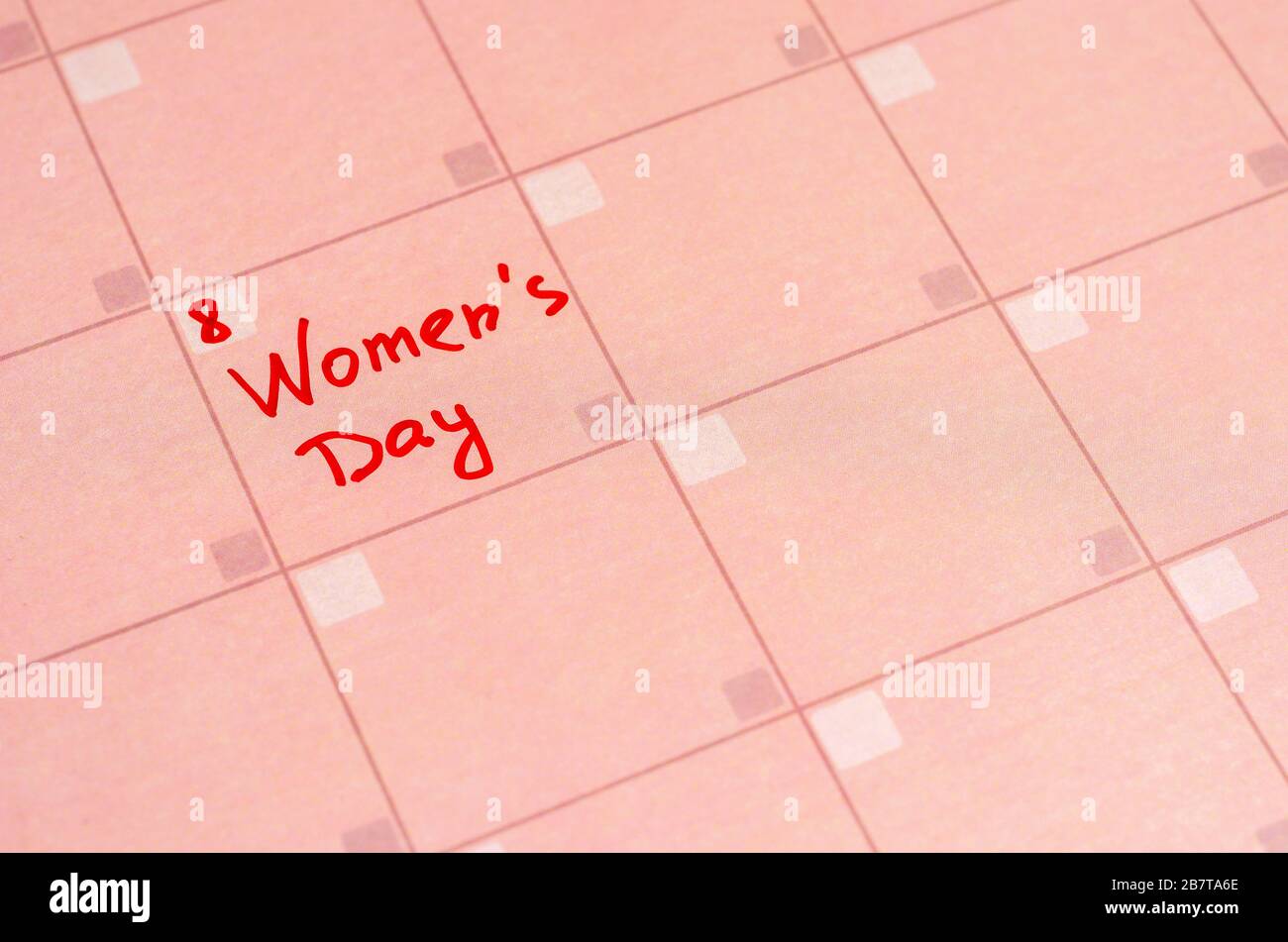 The inscription Happy Valentine's Day on the pink calendar 4 Stock Photo
