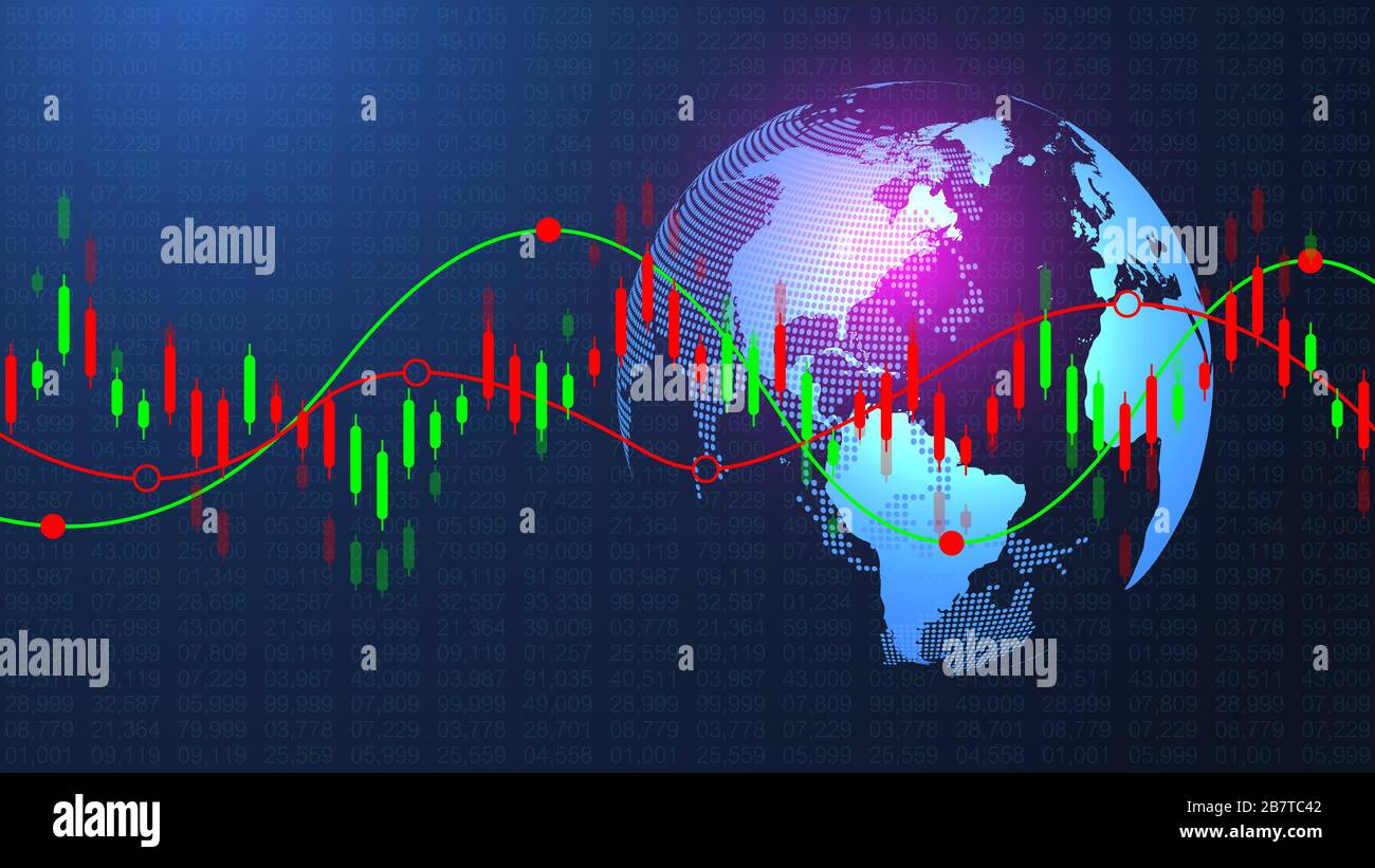 Stock market background or forex trading business graph chart for