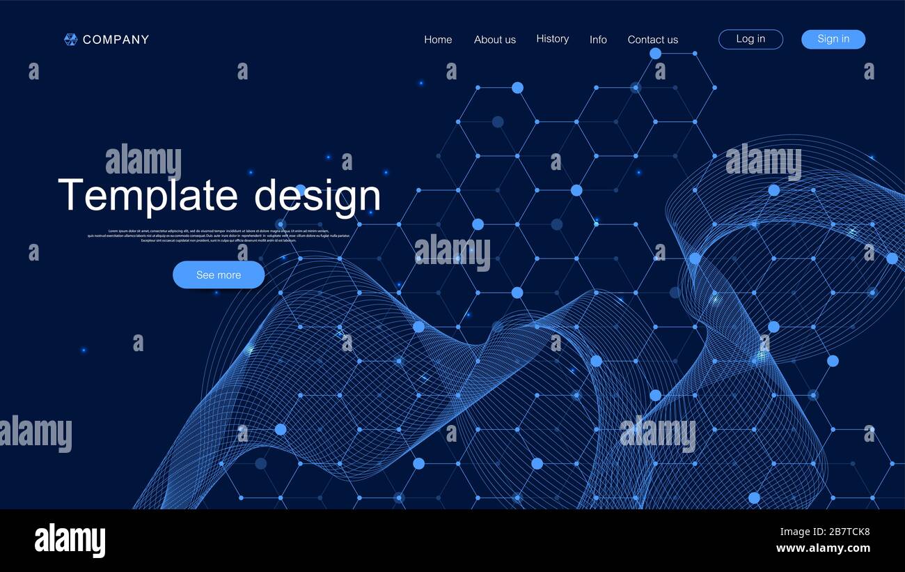 Landing page tech background with abstract circuit board textures. Geometric abstract background with lines circuit board . Website template design Stock Vector