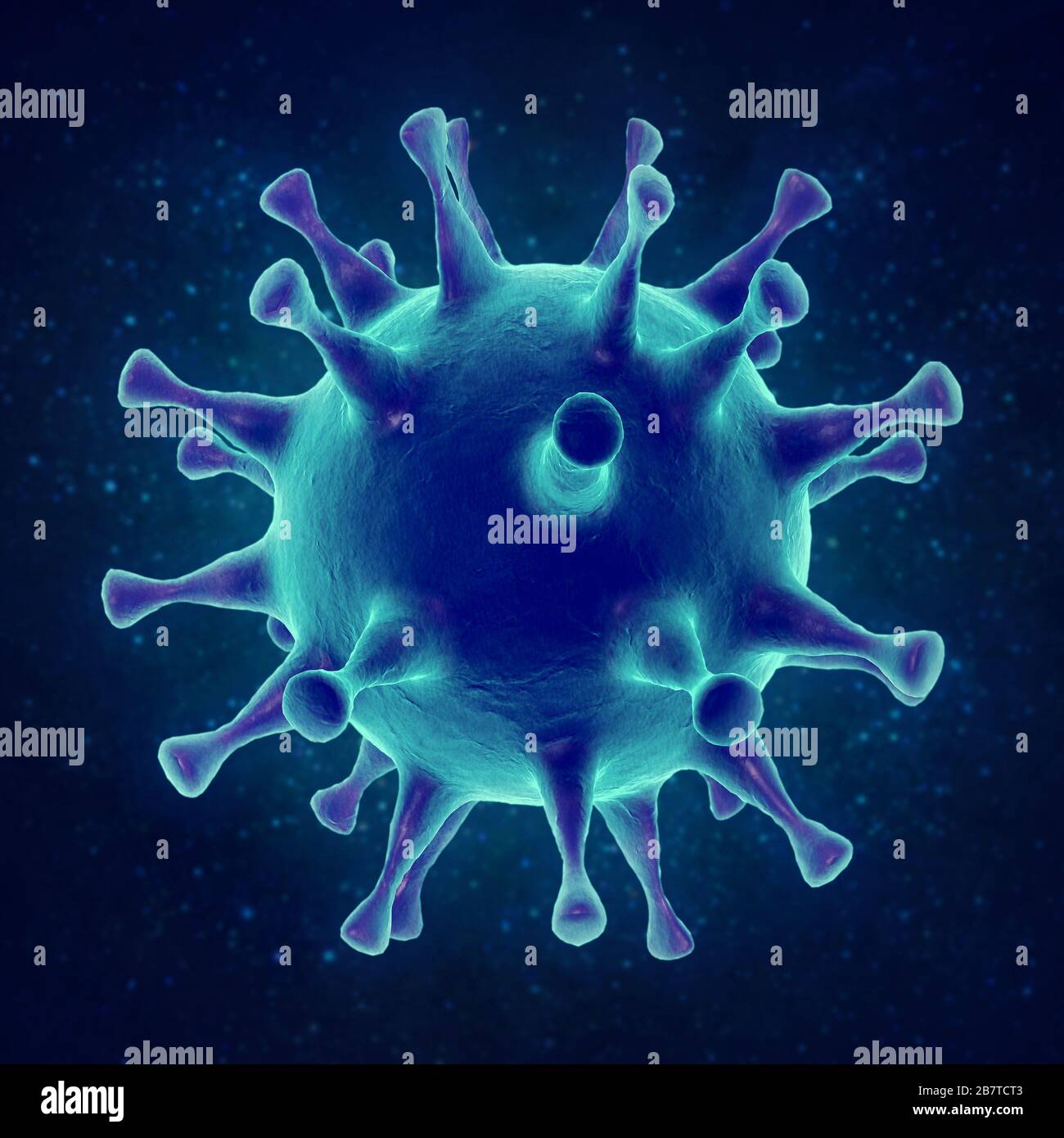 Coronavirus concept. Microscope virus close up. 3d rendering. Stock Photo