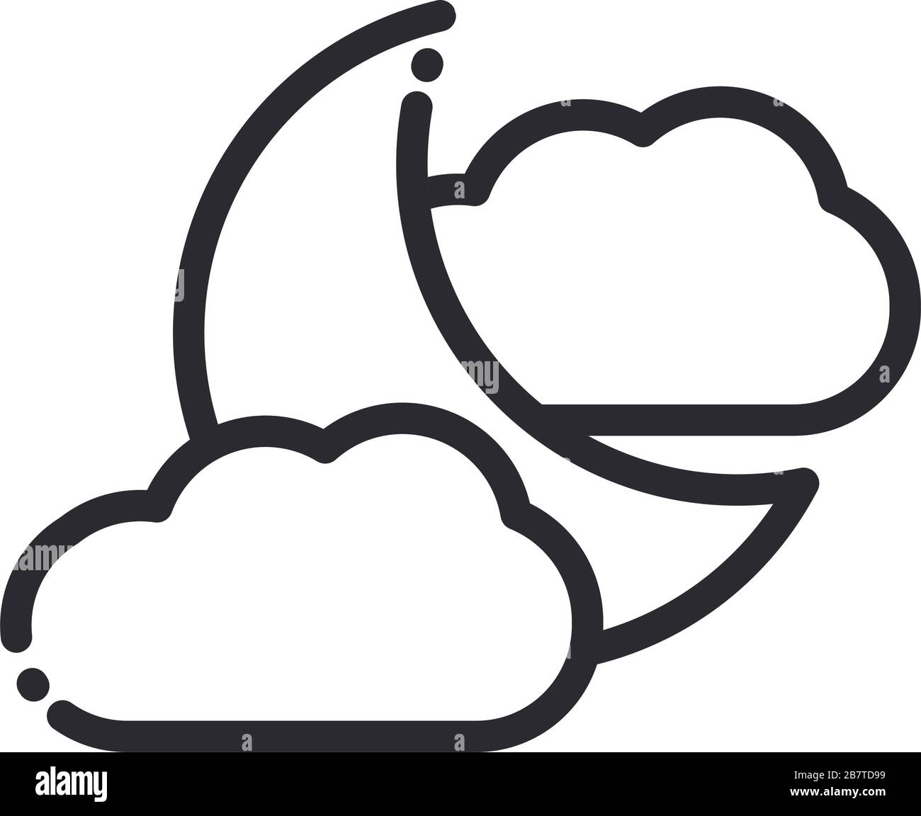 half moon clouds weather night vector illustration line style icon ...