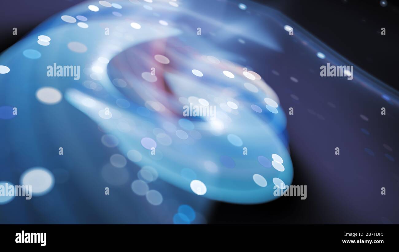 Blue glowing sineblur particles bokeh, computer generated abstract background, 3D rendering Stock Photo
