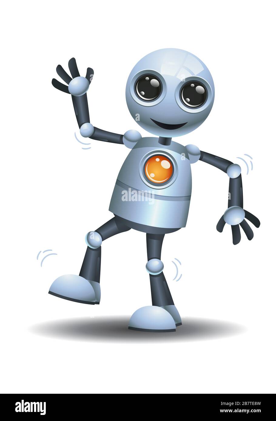 3d illustration of little robot dance party break dance on isolated white  background Stock Photo - Alamy