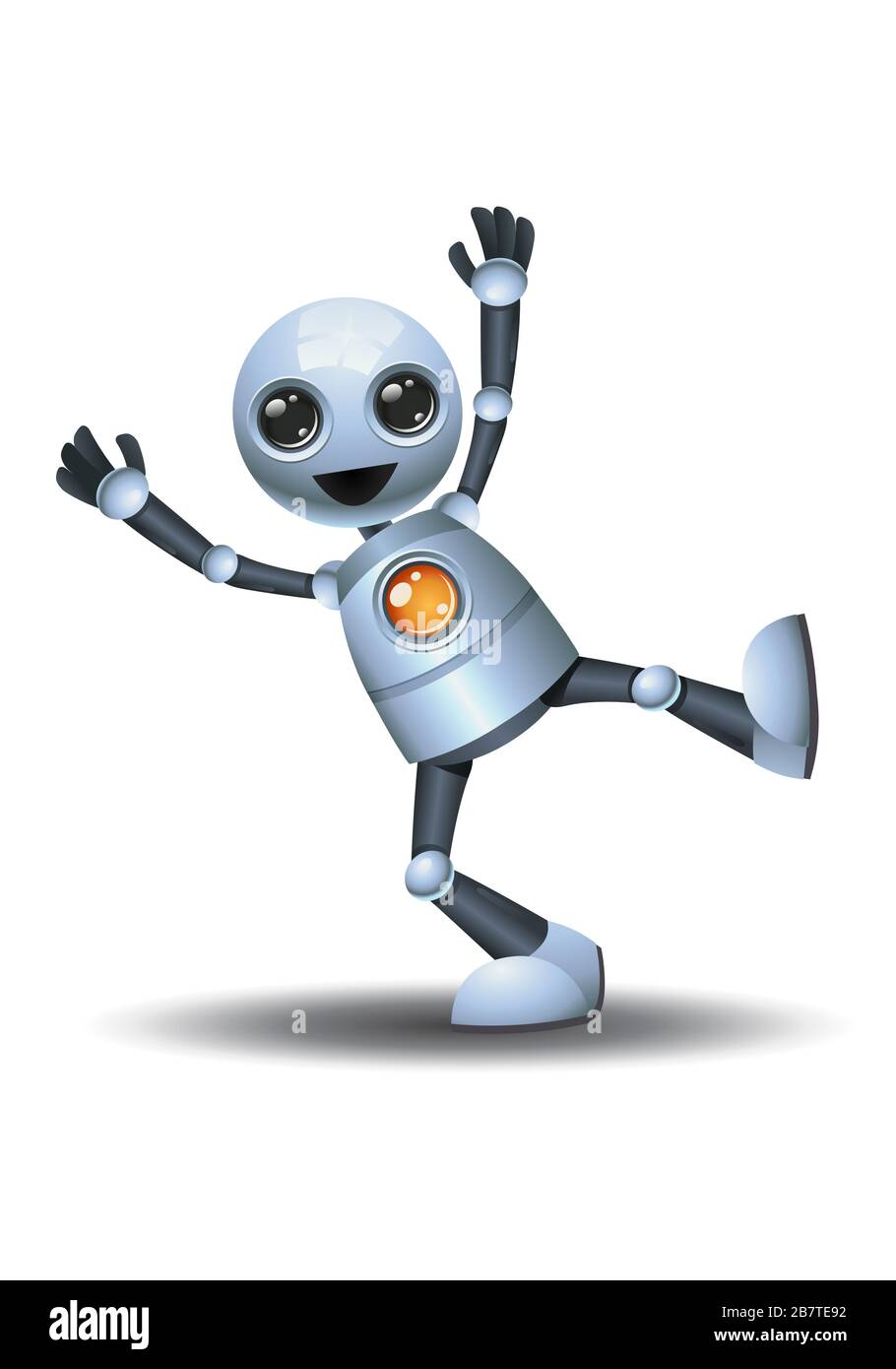 3d illustration of little robot dance party kicking style on isolated white  background Stock Photo - Alamy