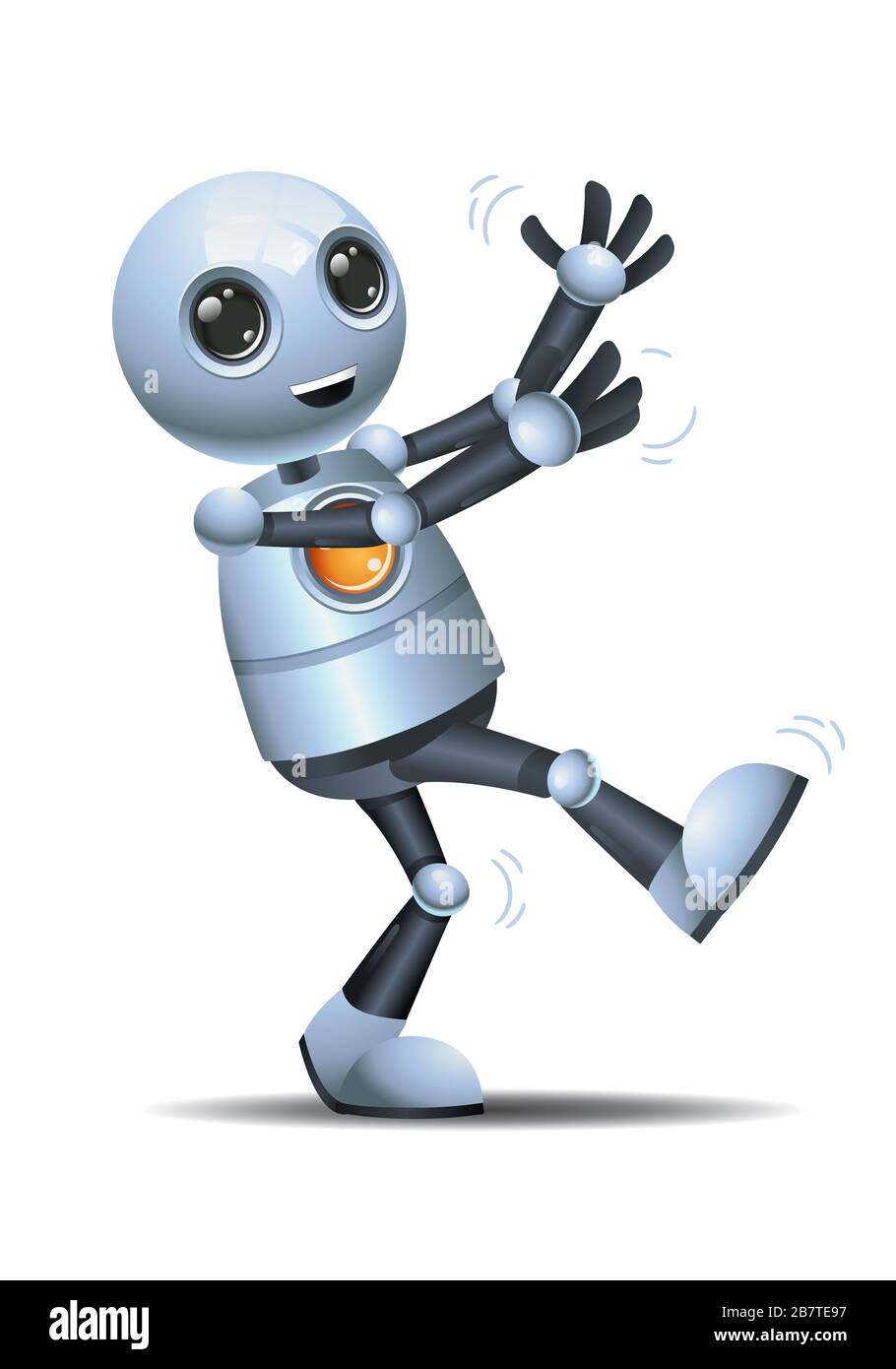 3d illustration of little robot dance party fun move on isolated white  background Stock Photo - Alamy