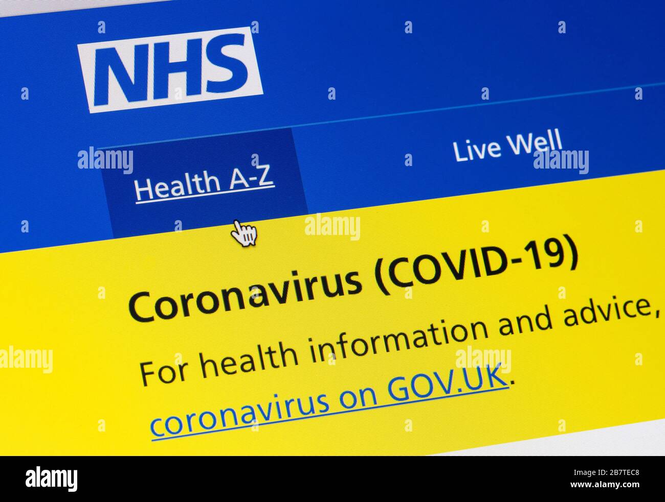 NHS website Coronavirus Covid 19 website Stock Photo