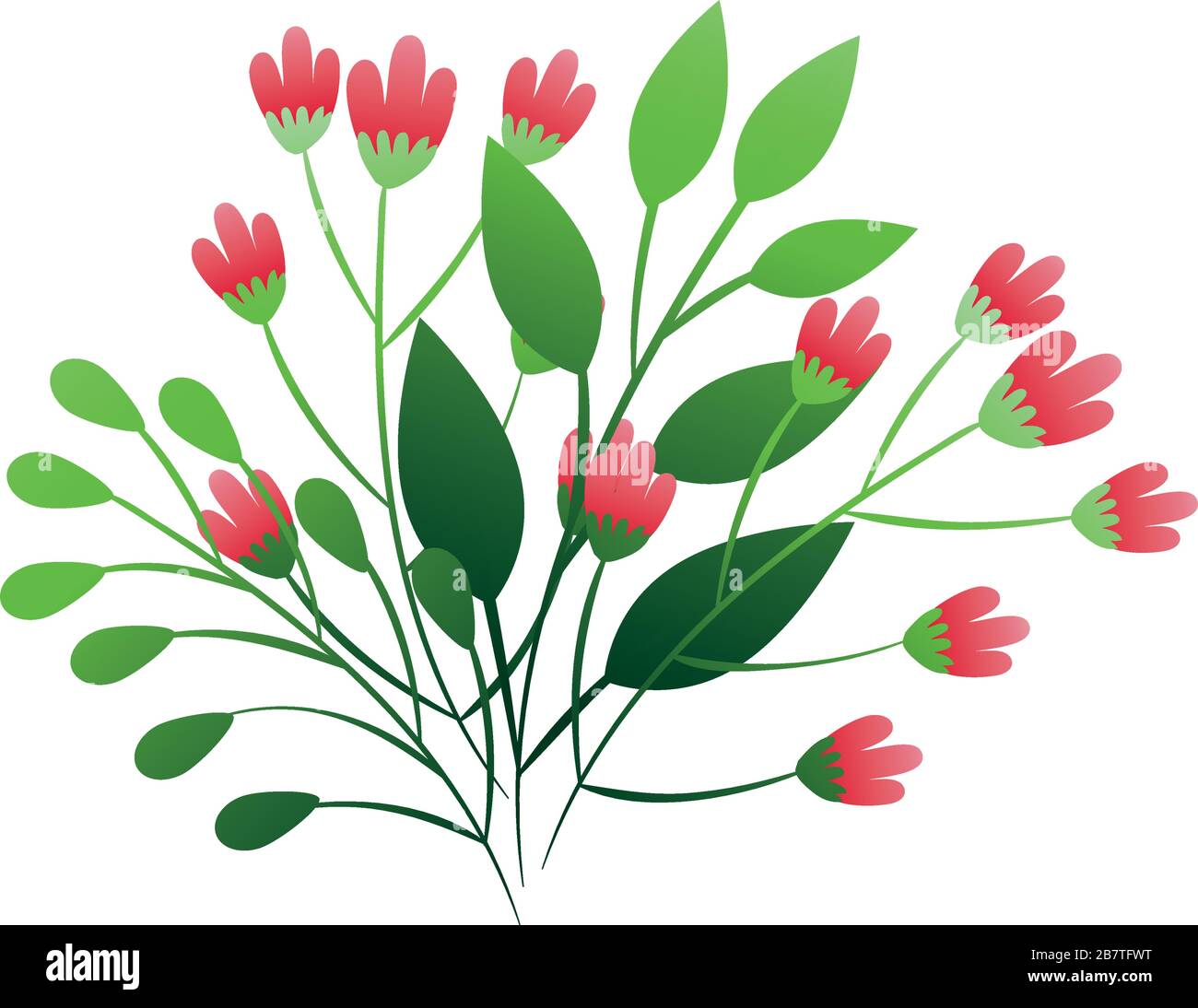 cute flowers red color with branches and leafs Stock Vector Image & Art ...