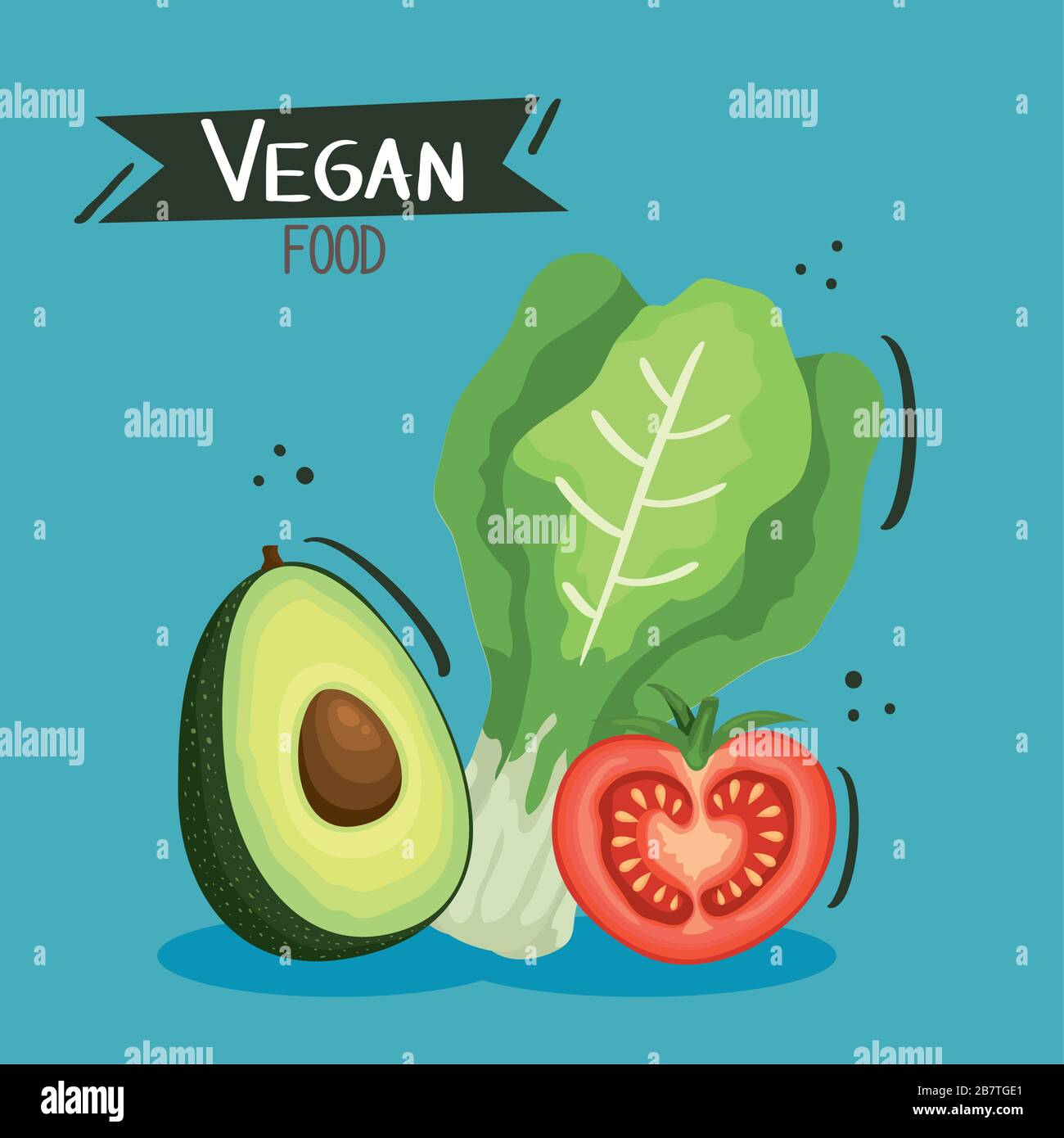 vegan food poster with avocado and vegetables Stock Vector Image & Art ...