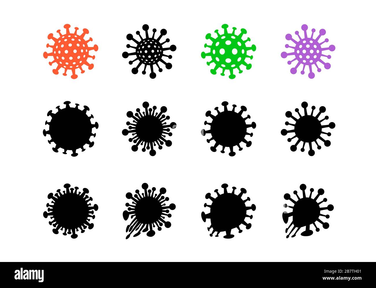 Set of bacteria, virus icon and symbol, vector art Stock Vector