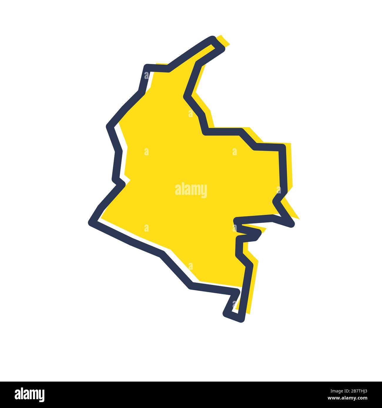 Stylized Simple Yellow Outline Map Of Colombia Stock Vector Image And Art