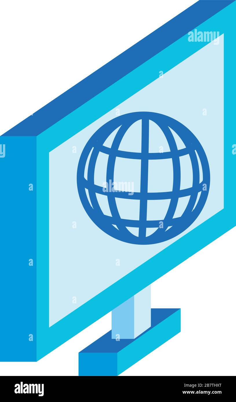desktop with sphere browser isometric style icon Stock Vector Image ...