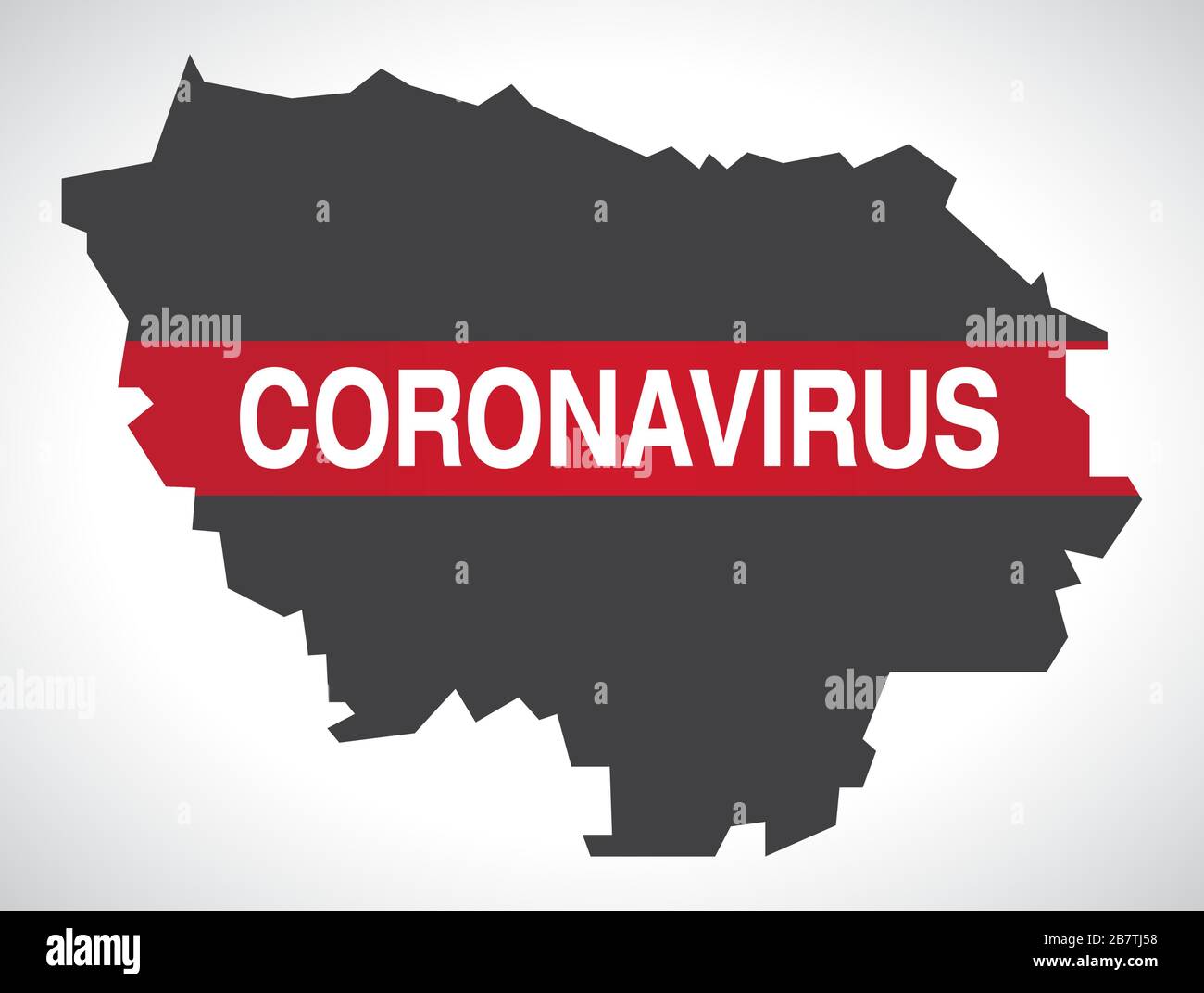 Ile-de-France FRANCE region map with Coronavirus warning illustration Stock Vector