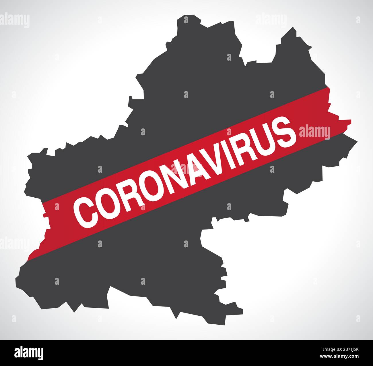 Midi-Pyrenees FRANCE region map with Coronavirus warning illustration Stock Vector