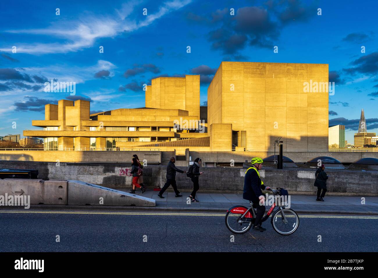 Deserted City Deserted London. Few people & little traffic as London goes into lockdown over Covid-19 Coronavirus. National Theatre Arch. Denys Lasdun Stock Photo