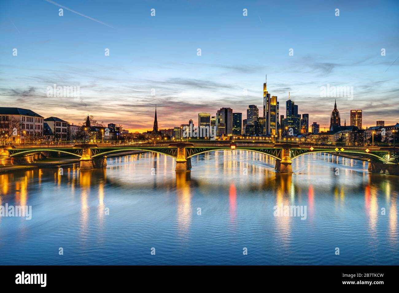 The Skyline Of Frankfurt In Germany After Sunset Stock Photo - Alamy