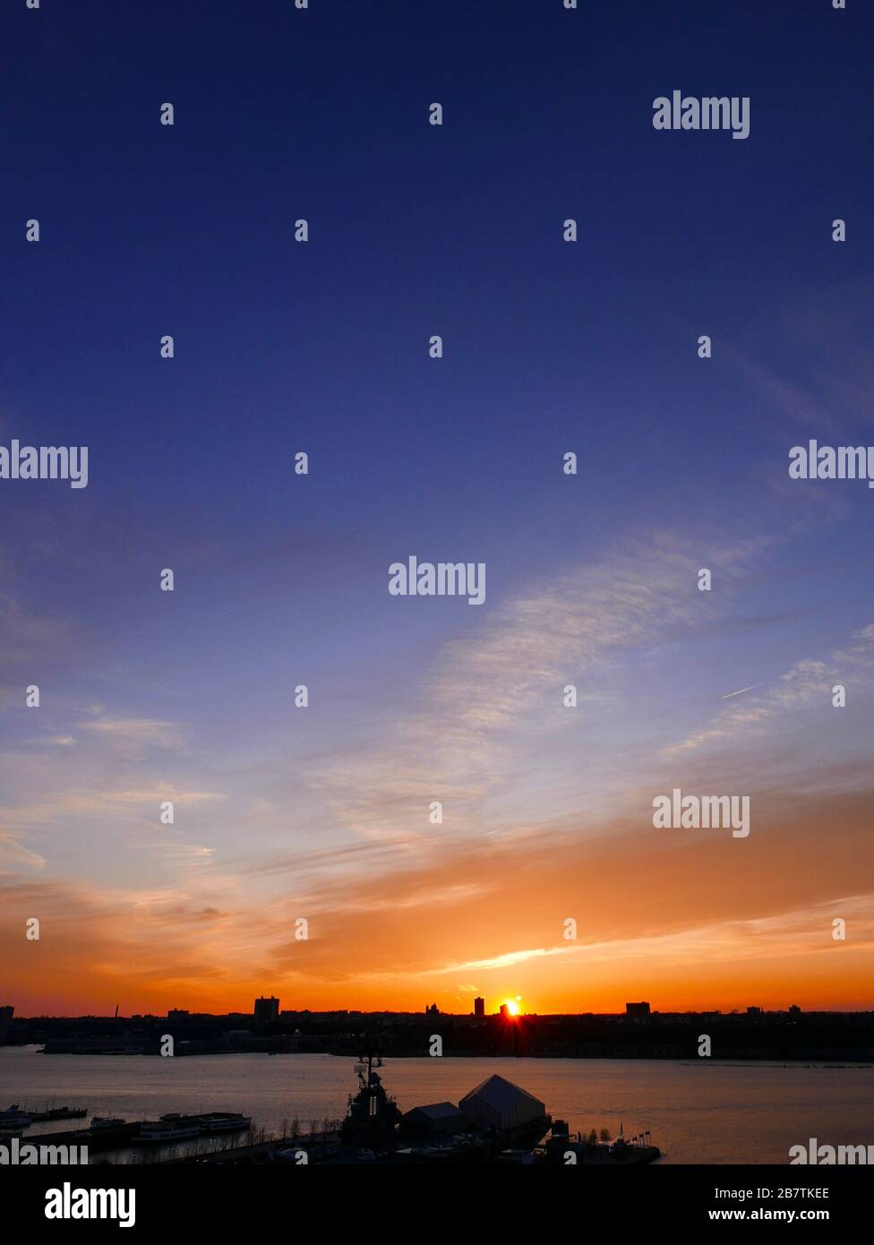 Sunset on Hudson River, New York City, New York, USA Stock Photo