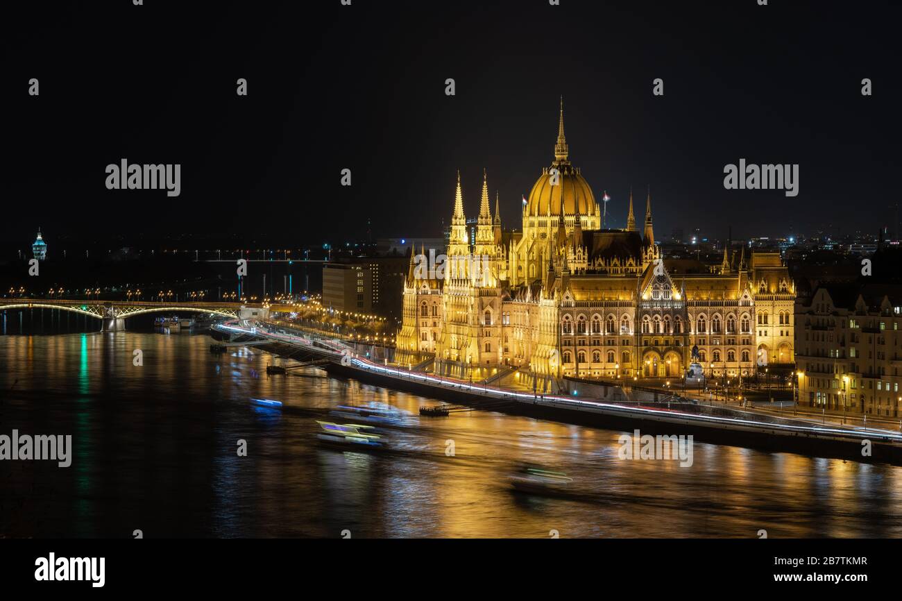 View of the parliament building from Gellert hill, Budapest Stock Photo
