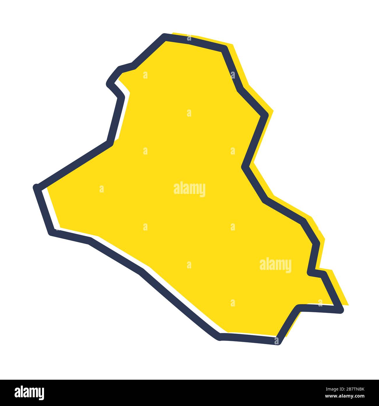 Stylized simple yellow outline map of Iraq Stock Vector