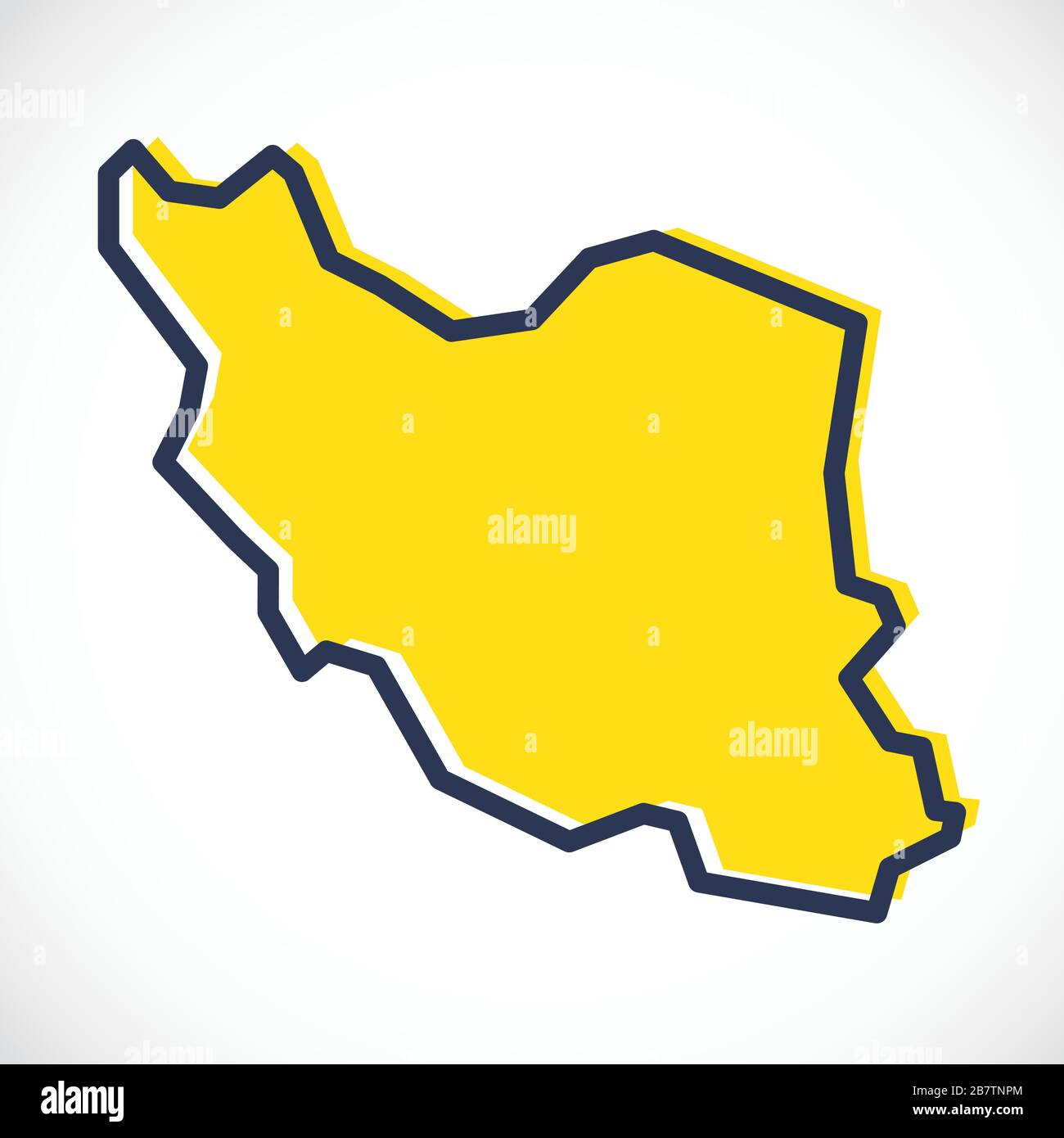 Stylized simple yellow outline map of Iran Stock Vector