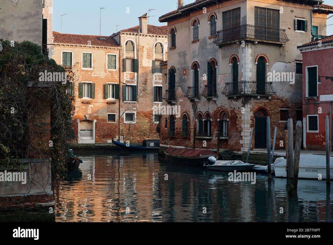 Venice, Italy - February 19 2020 : Water reflections on canal Stock ...