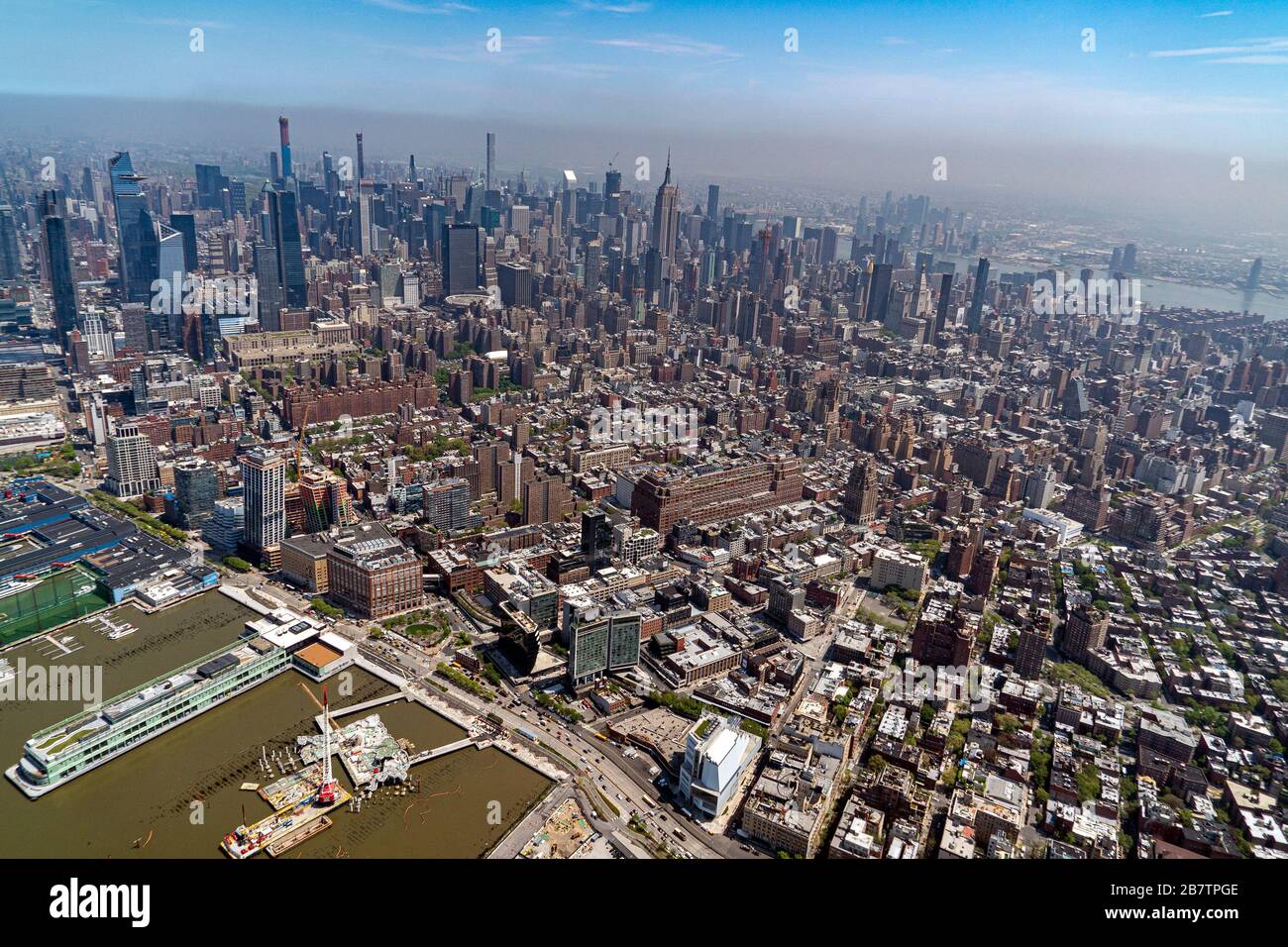 new york city manhattan aerial view from helicopter Stock Photo - Alamy
