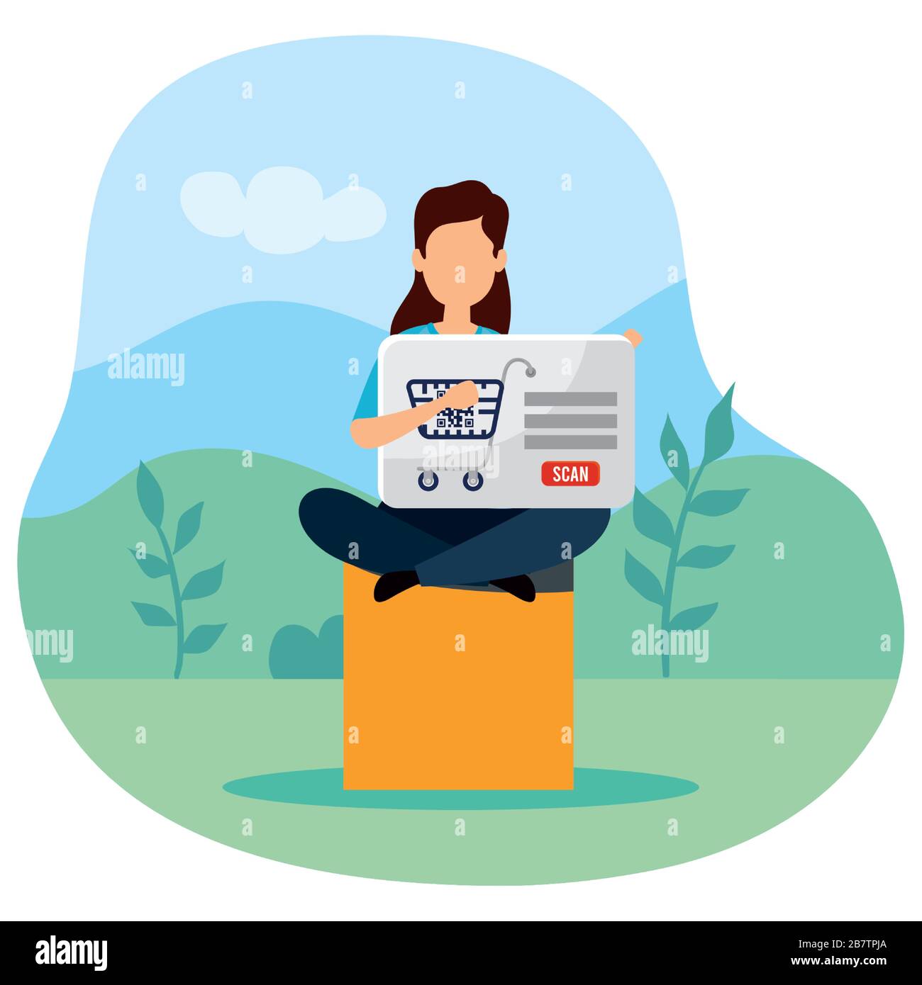 Shopping cart in nature Stock Vector Images Alamy