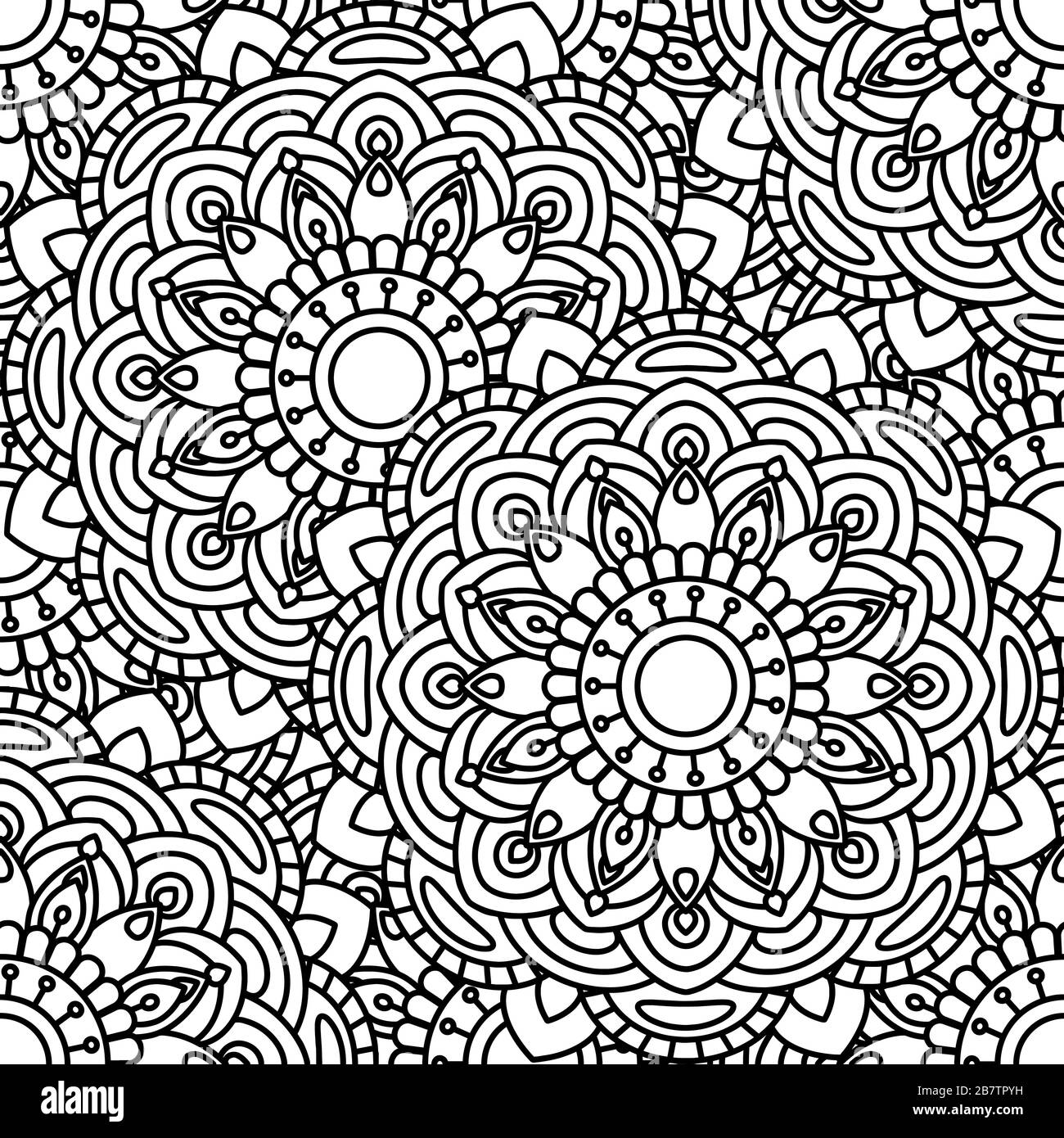 Mandala ethnic seamless pattern. Adult coloring page. Black and white  repeat pattern background. Vector illustration Stock Vector Image & Art -  Alamy