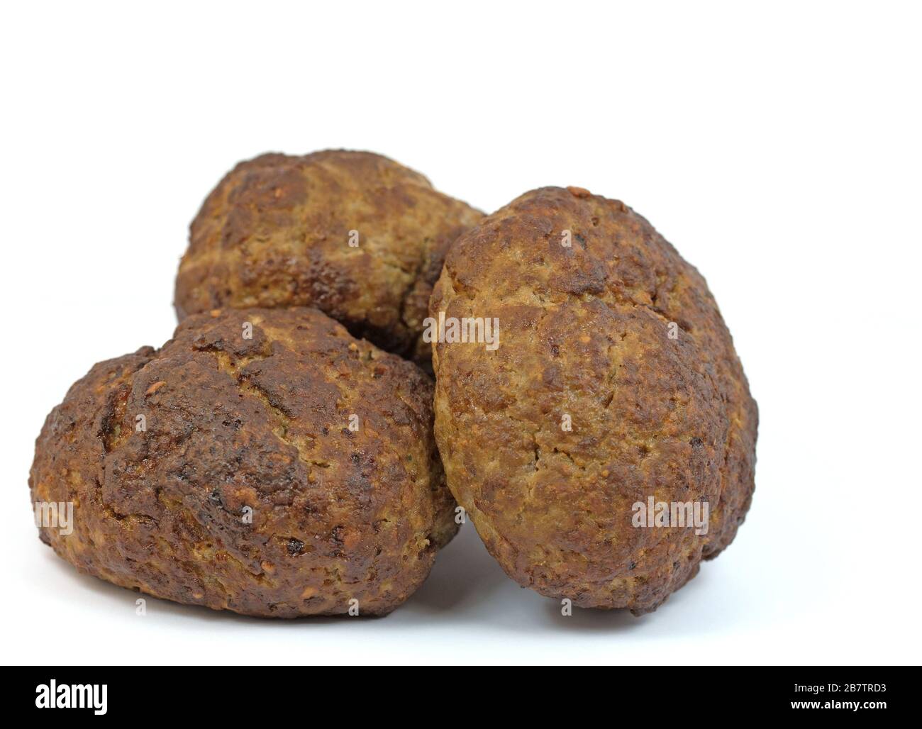 Fried meatballs against white background Stock Photo