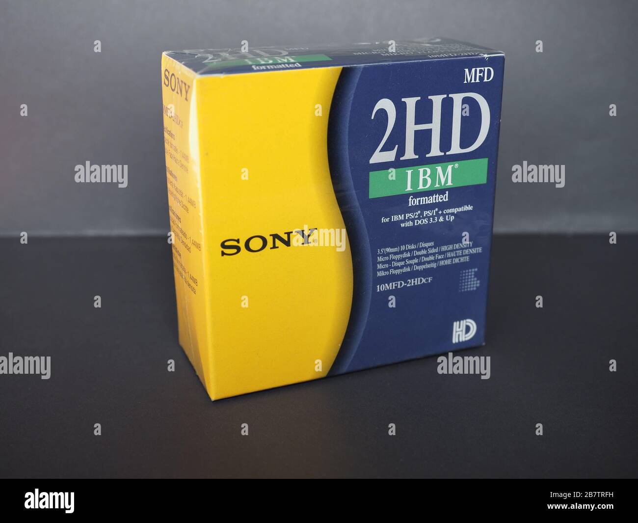 TOKYO, JAPAN - CIRCA MARCH 2020: Box of Sony magnetic diskettes for personal computer data storage Stock Photo