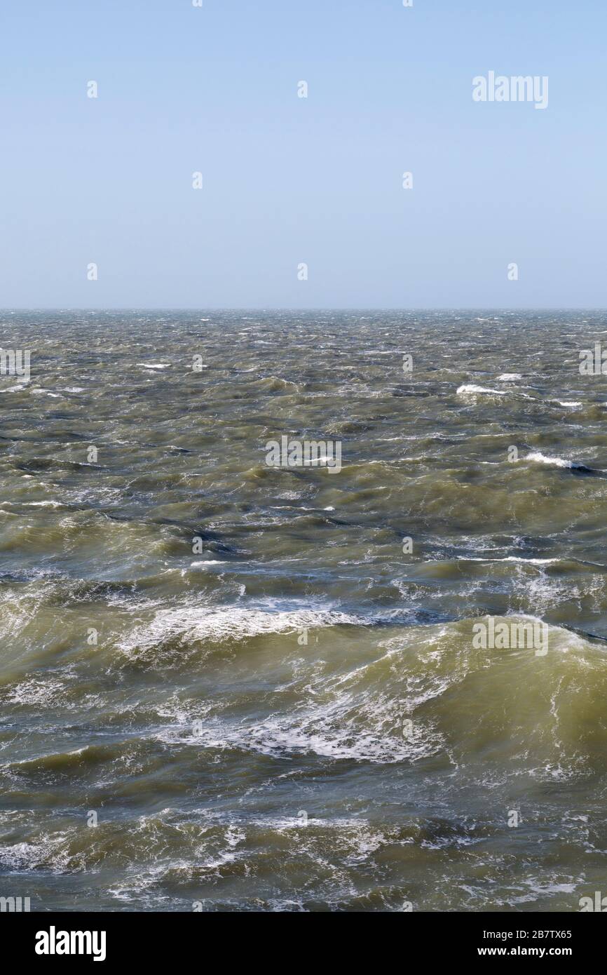 The North Sea in international waters. Waves are tipped by white caps