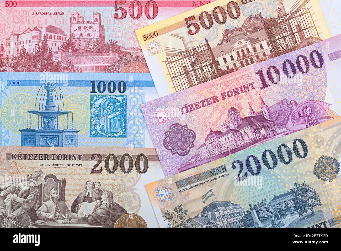 Hungarian money - forint a business background Stock Photo