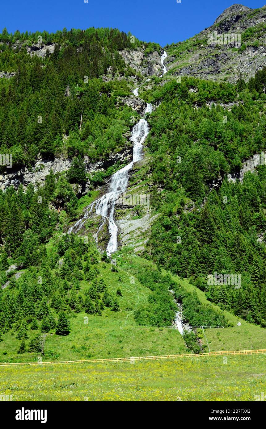 Austria, Tyrol, Alpbach waterfall in Pitztal valley Stock Photo