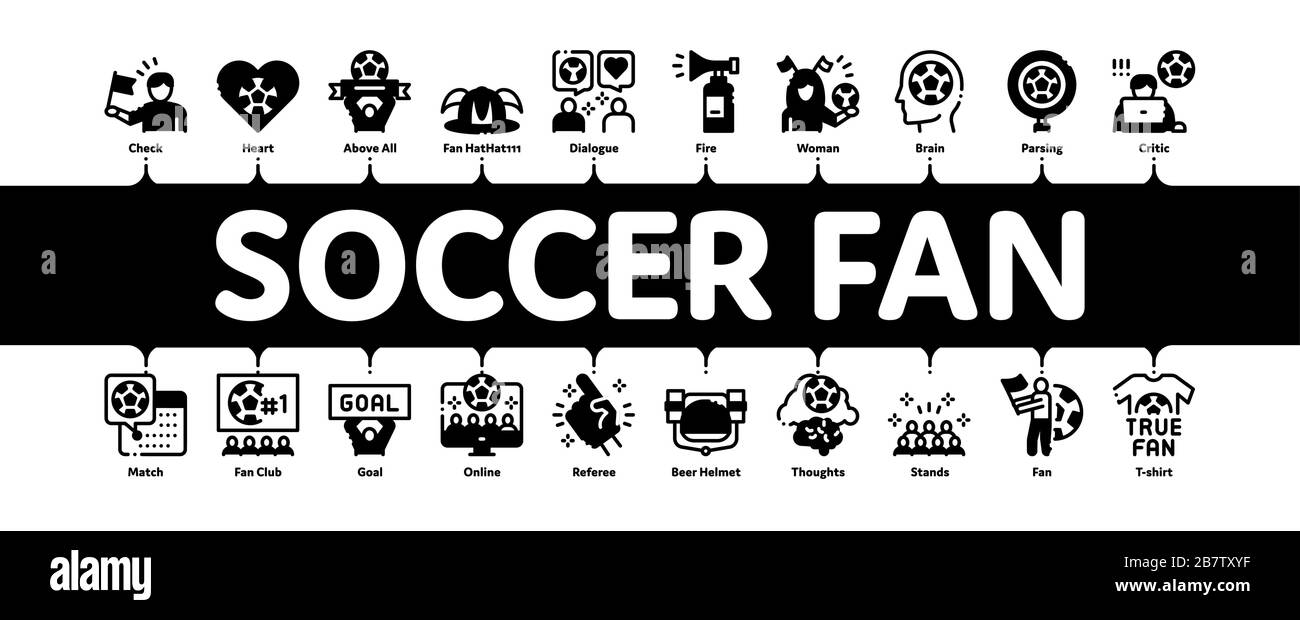 Soccer Fan Attributes Minimal Infographic Banner Vector Stock Vector