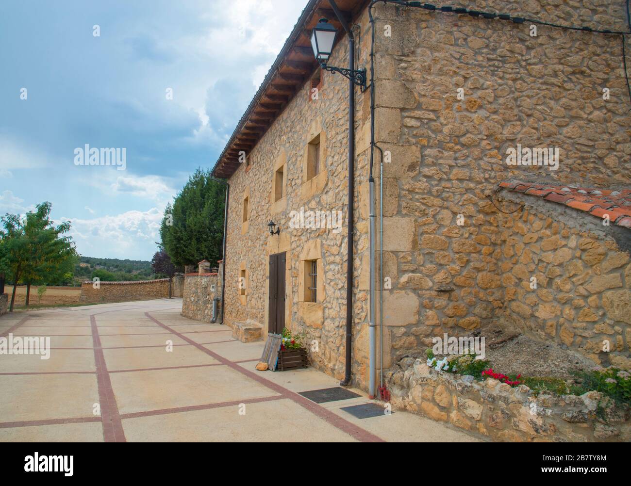 Facade of house. Aldehuela de Calatañazor, Soria province, Castilla Leon, Spain. Stock Photo