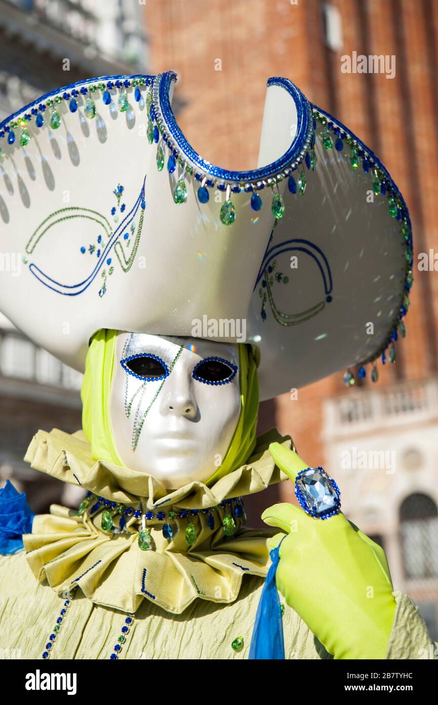 VENICE, ITALY - Febrary 21 2020: The masks of the Venice carnival 2020 Stock Photo
