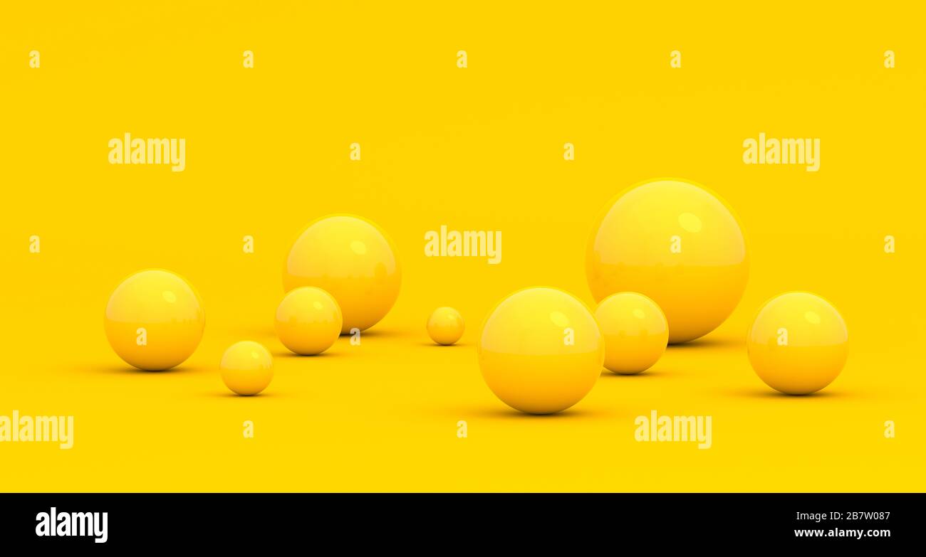 Abstract 3d render of spheres, composition with geometric shapes ...