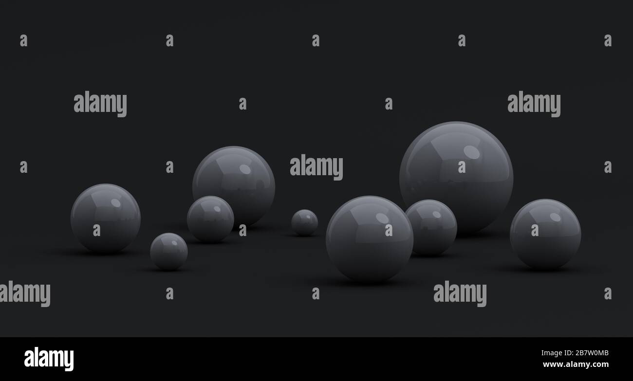 Abstract 3d render of spheres, composition with geometric shapes ...