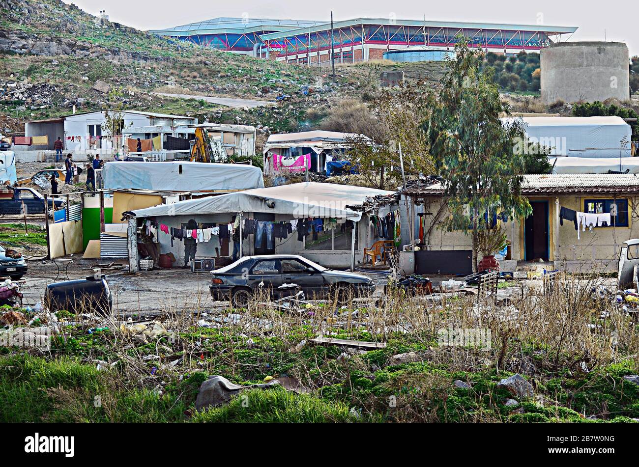Heraklion, Greece December 22, 2013 Unidentified people in poorly looking Roma settlement