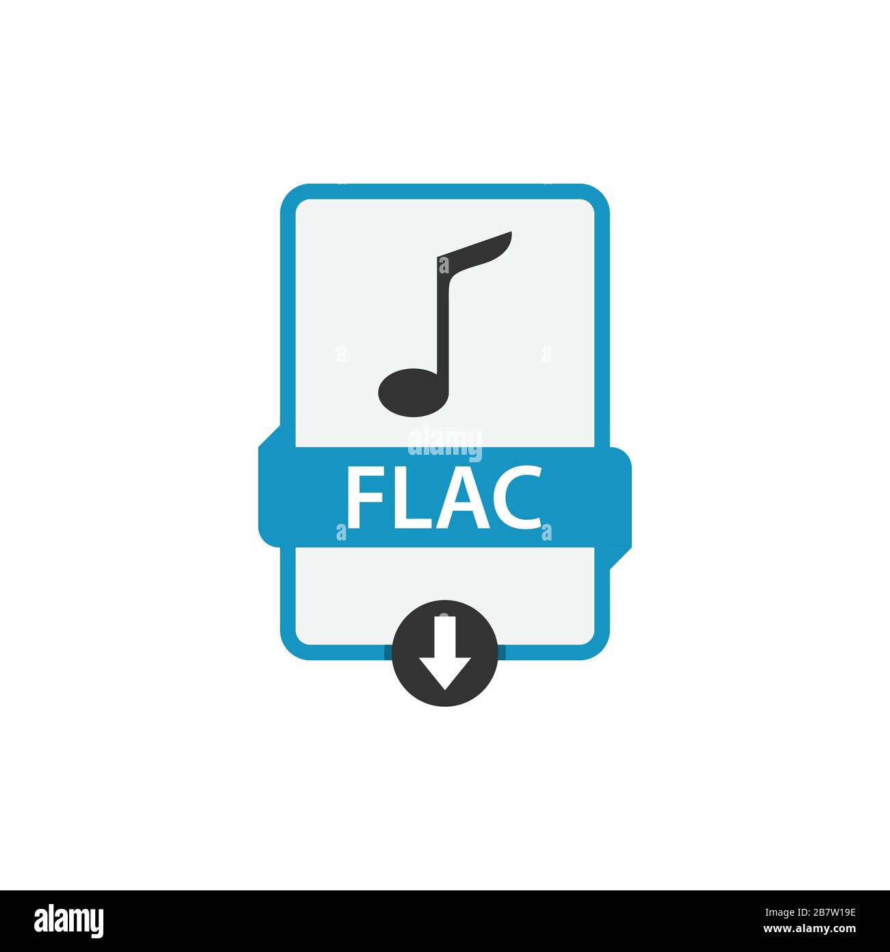 Flac Download Audio File Format Vector Image. Flac File Icon Flat.