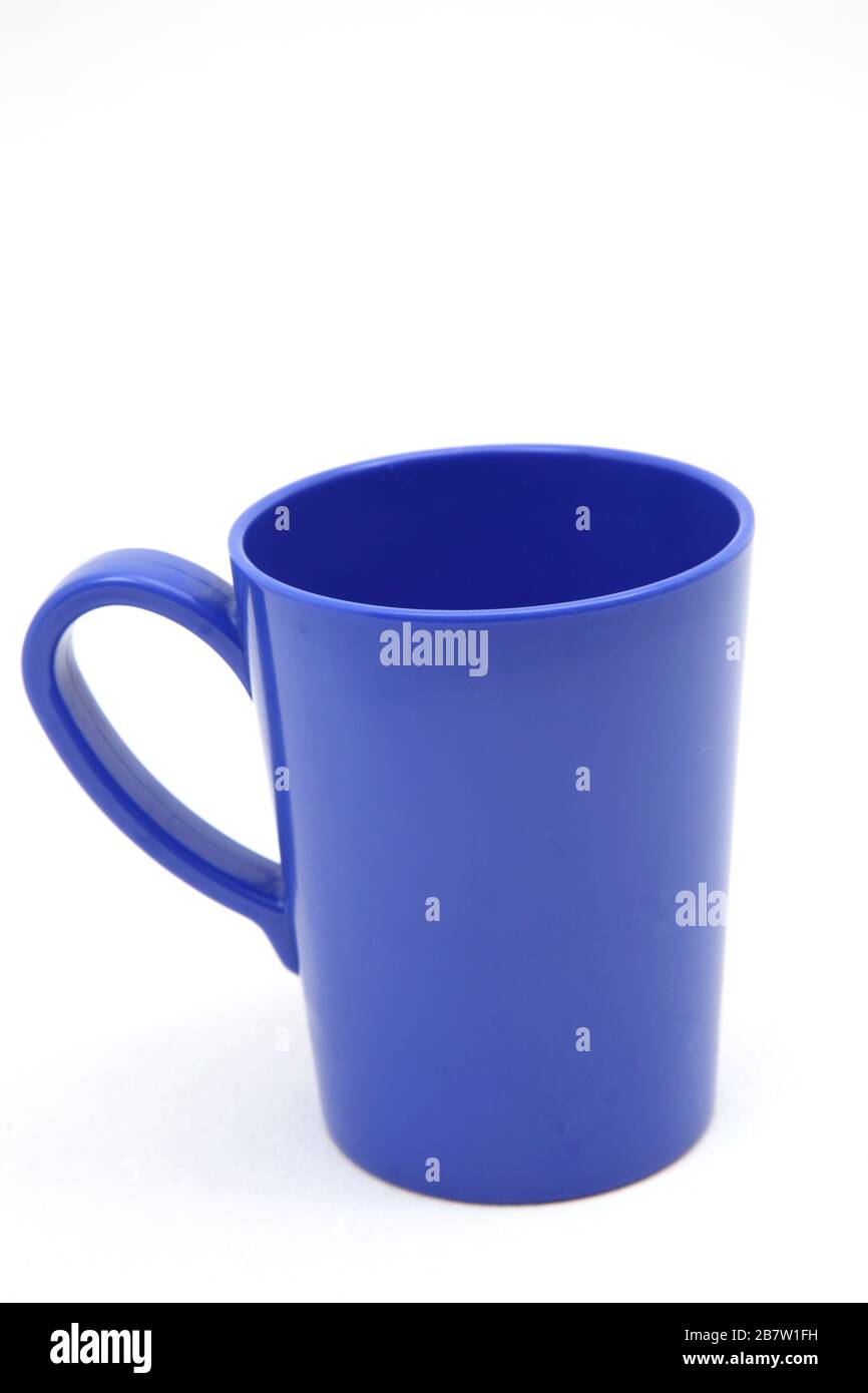 Indigo Plastic Coffee Mug Stock Photo