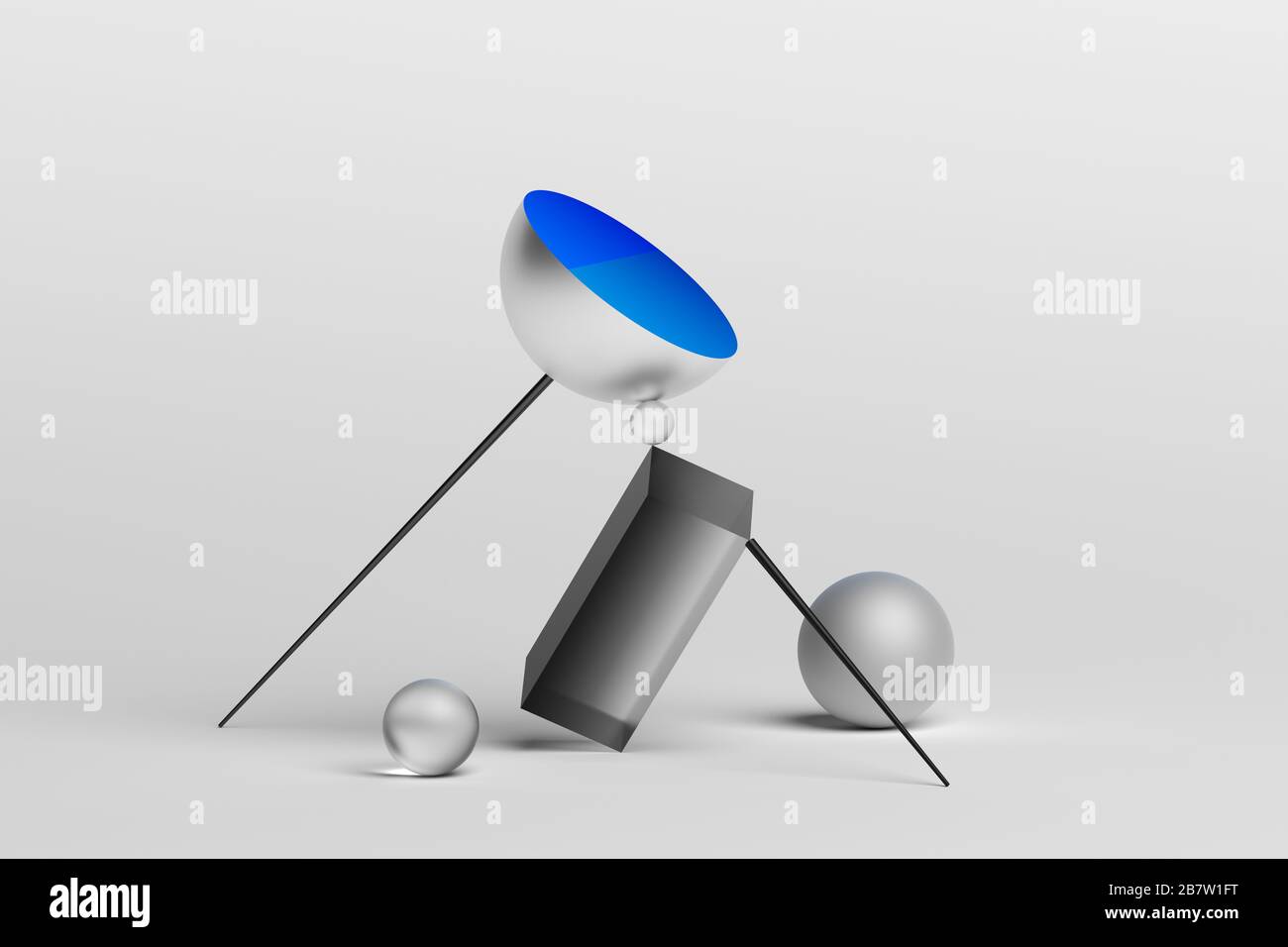 Abstract 3d rendering of geometric shapes. Surreal composition. Balance concept. Modern design for poster, cover, branding, banner, placard Stock Photo