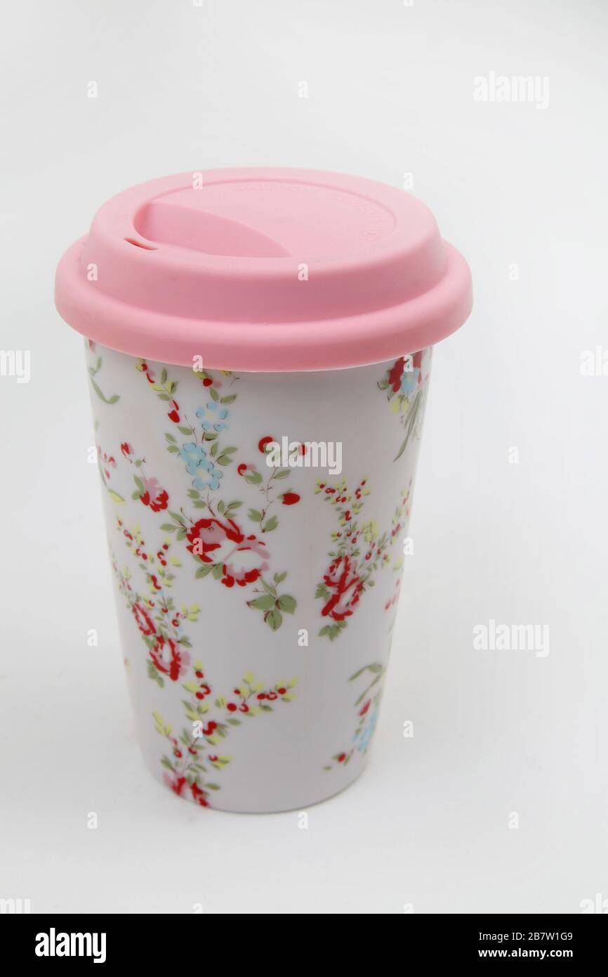 Porcelain Travel Mug with Silicone Lid Stock Photo Alamy