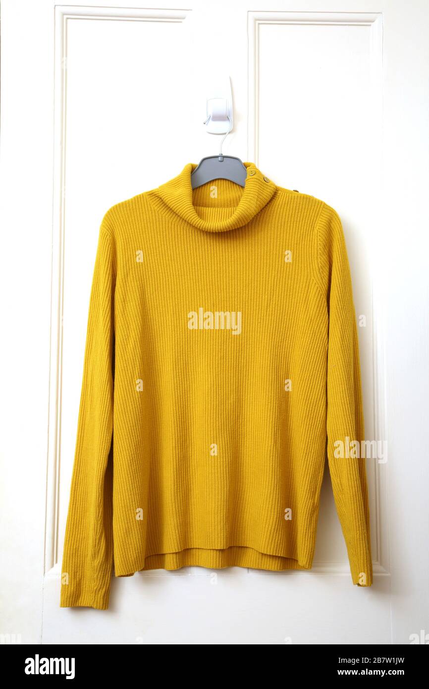 yellow polo neck jumper