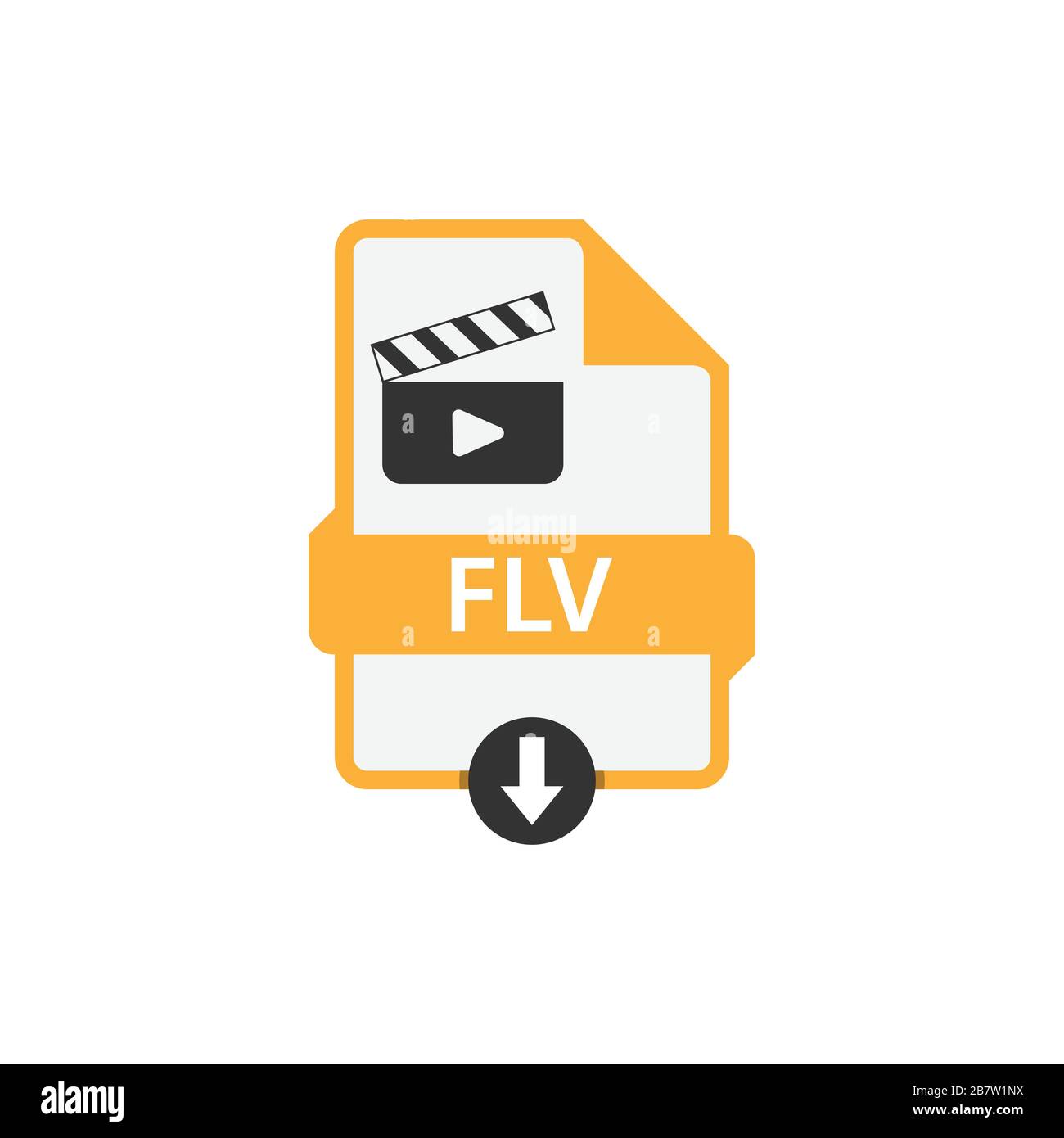 Flv download video file format vector image. Flv file icon flat design graphic video vector Stock Vector