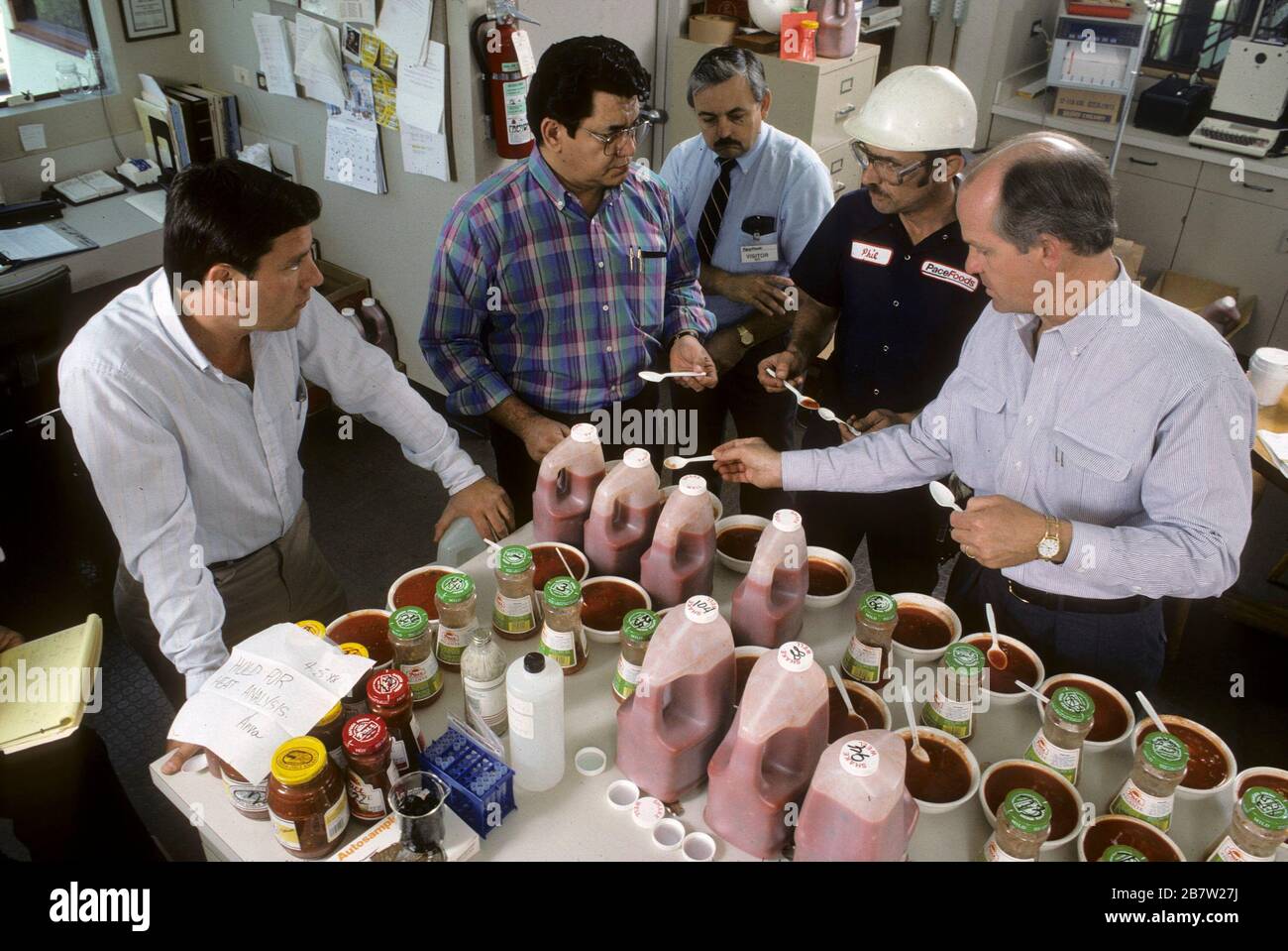 San Antonio, Texas USA Tastetesting picante sauce at Pace Foods