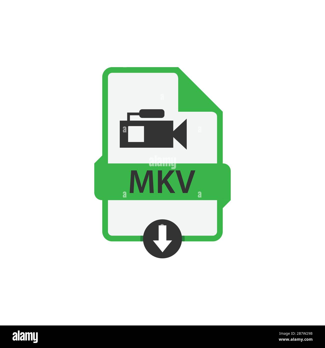 MKV download video file format vector image. MKV file icon flat design