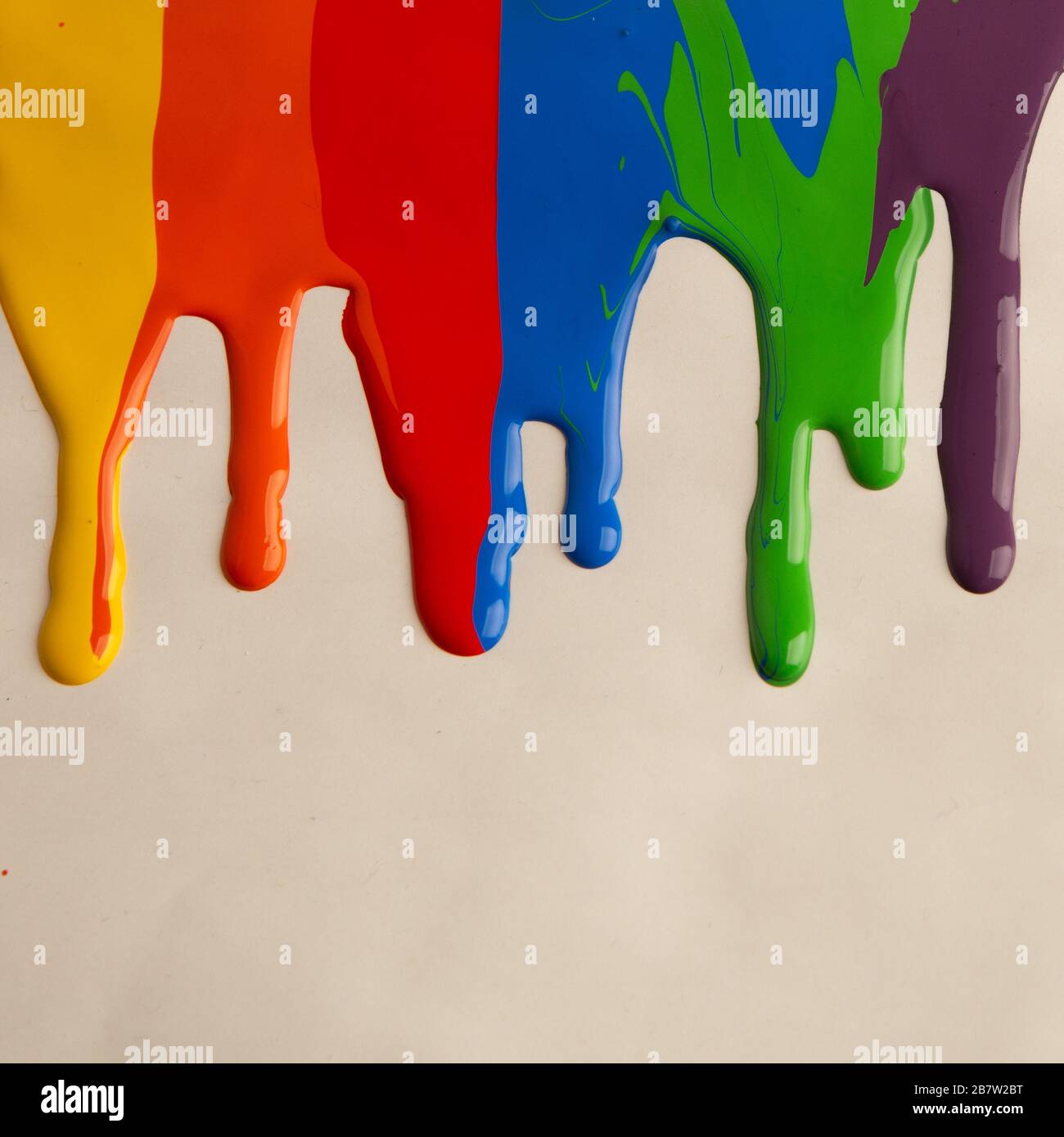 Creative painting with colorful stains over gray background Stock Photo