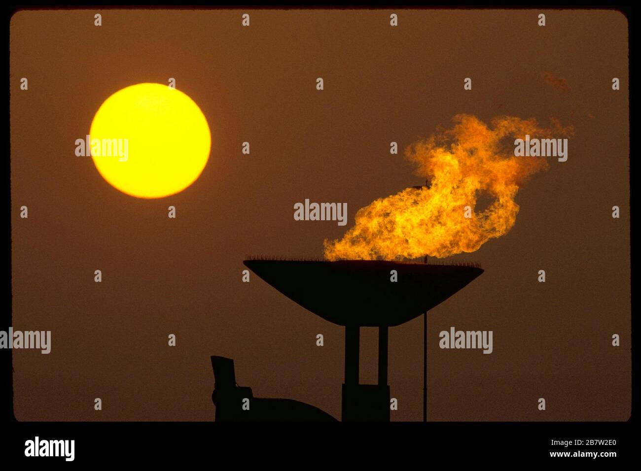 Barcelona Spain 1992 Olympic Flame Burns In Cauldron At Summer Games